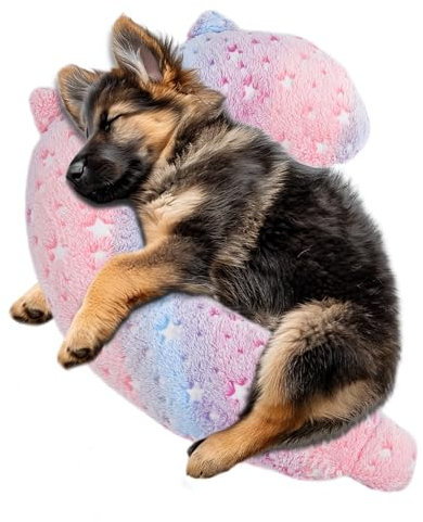 POMESEA Hundekissen, Superweicher Beruhigungskissen mit Hochdichter Baumwolle für Kopf, Nacken- und Rückenstütze - Maschinenwaschbar, Gemütliches Hunde-Spielzeug, Leuchtet im Dunkeln (L Rosa)