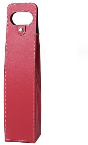 Geschenktasche aus Kunstleder mit luxuriöser Optik | Weintasche mit Verschluss für Einzelflasche | wiederverwendbare Geschenktüte | Weinbeutel Farbe - Rot | Tragbare - Flaschentasche für Wein, Sekt