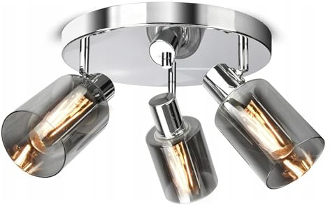 Deckenlampe Deckenleuchte| Chrome | 3-flammig | Lampe 3x E27 | 230V | Modern Design | 535 verchromt Glas Wohnzimmerlampe