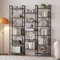 Hzuaneri Bücherregale, Standregale, Regal mit 17 Fachböden, 6 Etagen, Verstellbarer Abstand, 24 x 152 x 186 cm, Tragfähigkeit 340 kg, Wohnzimmer, Büro, Schwarz mit Holzmaserung BC10104B