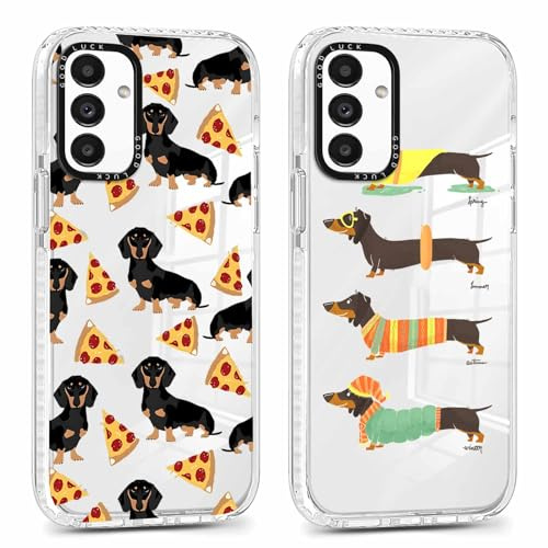 Xylota 2 Stück Transparent Handyhülle für Samsung Galaxy A14 5G 6,8 Hülle,Durchsichtig Case mit Muster Niedlich Hund Mädchen Schutzhülle, Weich Silikon Dünn TPU Bumper Stoßfeste Cover für Samsung A14