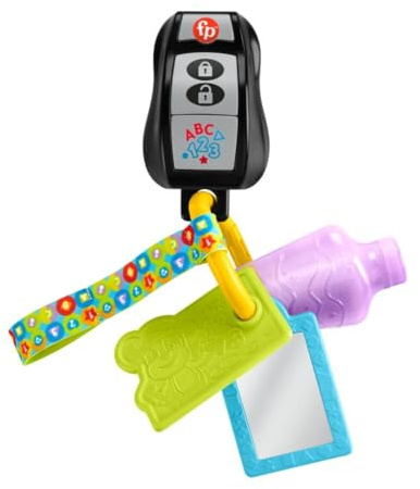 Fisher-Price Lern- und Spielspaß Baby Musikspielzeug Lernspaß Schlüsselbund mit Beißring und Spiegel für Kinder ab 6 Monaten, mehrsprachige Version, HWY37