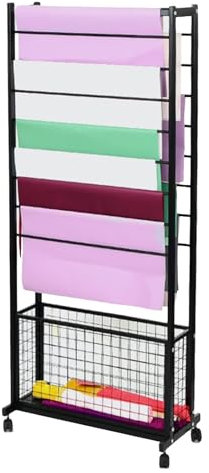 Ribbon Storage Display Rack,Bandhalter-Organizer, Arge Metall-Geschenkpapier-Organizer-Wagen/doppelseitiger Vinylrollen-Drahtspulenspender (Color : No Top Shelf)