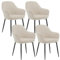 Klihome Dining Chair Set of 4, Wide Padded Velvet Chair with Back, Metal Legs, for Dining Room, Bedroom, Living Room, Dressing Table, Cream, K0016EZS-4-UK