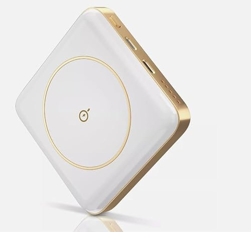 [Saldos] Batería externa QI magnética blanca 10000mAh,Cargador portátil inalámbrico para Samsung & iPhone 11/12/13/14/15 Mini/Plus/Pro Max, Power Bank USB-C, carga rápida, LED -Viaje y emergencia