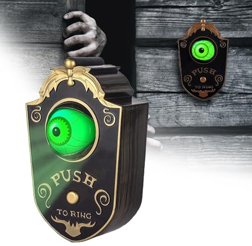 UQTUKO Campanello di Halloween, campanello a forma di bulbo oculare con voci spaventose Campanello di festa Prop Animato Eyeball Decorazione del campanello per la festa di Halloween, Haunted House