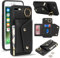 Lipvina Coque pour iPhone 7 Plus / 8 Plus avec Portefeuille Porte-Cartes de crédit et Fermeture éclair - Housse Portefeuille Pratique avec Fentes pour Cartes de crédit - Noir