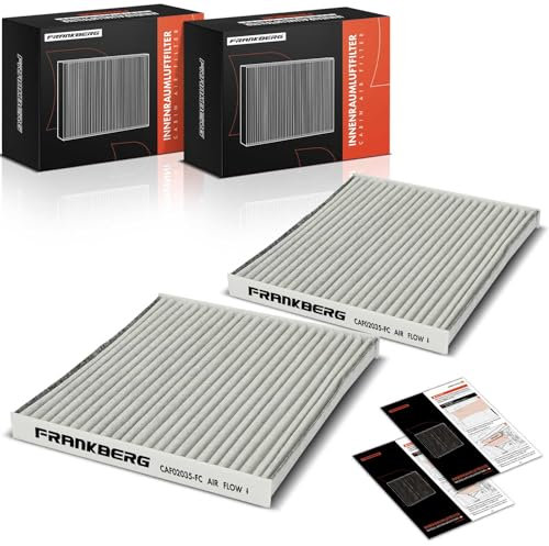Frankberg 2x Innenraumfilter Pollenfilter mit Aktivkohle Kompatibel mit Auri.s E15 Avensi.s T25 Coroll.a E12 Coroll.a Verso E12 R1 ZER,ZZE12 Replace# 08974-00850