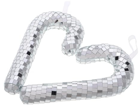 PRETYZOOM 2pcs Silver Shiny Disco Candy Cane Ornaments 15cmx8cm Christmas Tree Hanging Decorations Festive Holiday Party Supplies