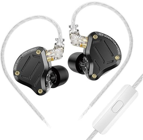 KZ ZS10 Pro 2 cuffie in ear monitor, KZ 4-Level Tuning Switch cuffie multi-driver in-ear IEM KZ Gaming cablati auricolari 1DD+4BA aggiornati con cavo a 2 pin per audiofili (nero, con microfono)