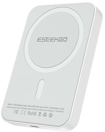 15W Super-Fast 5000mAh Magnetic Wireless Power Bank with FREE 1.3ft USB-C to USB-C Charging Cable