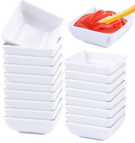 Lot de 12 Bols à Sauce Carrés 7,5x7,5x3 cm - Coupelles Polyvalentes pour Sauce Soja, Tomate, Sushis & Barbecue - Design Élégant et Pratique, Idéal Maison, Restaurants ou Événements