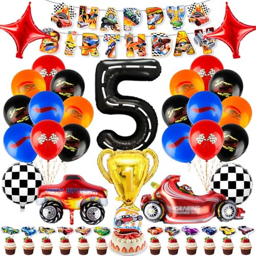 Luftballon3 Auto Luftballons Geburtstagsdeko Junge, Car Tortendeko Geburtstag Deko 5 Jahre Rennwagen Folienballons Party Deko Ballons Girlande Geburtstag Kindergeburtstag Deko Party Supplies Kinder