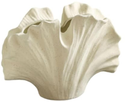 Milageto Blumenvase Ginkgoblatt Keramikvase Weiß Modern Wohnzimmer Dekoration