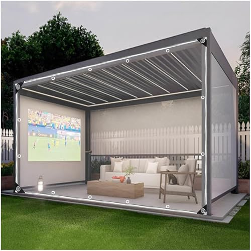 Lona Transparente Cortina Impermeable,Panel Lateral De Lona Claras Con Cremallera,Cubierta De Lona Anti-lluvia Para Patio Garaje Pérgola,Cortinas De Lona Pvc Exterior 0,3mm,clear-4.2x3.3m/13.8*10.8ft