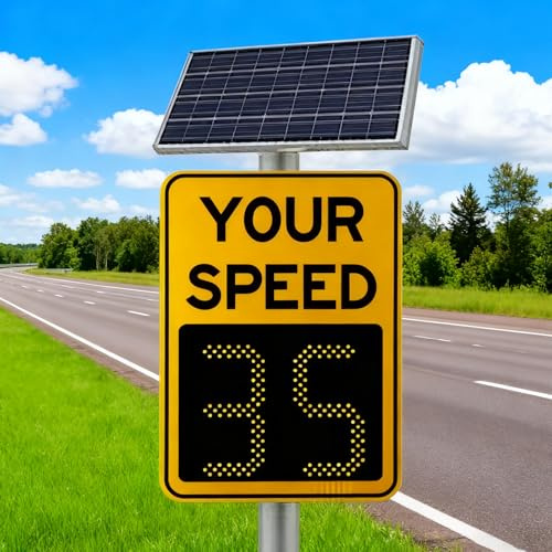 Cartello radar con limite di velocità ad energia solare, resistente cartello stradale radar in alluminio con accessori, rilevatore di limiti di sicurezza stradale, per autostrade e parchi ind 50*70cm
