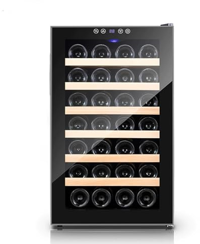 Hynbdes Vinoteca, Vinoteca electrónica de temperatura constante, vinoteca de temperatura constante para el hogar, barra de hielo pequeña,28 Botellas, 7 Baldas
