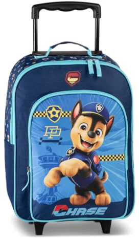 Ragusa-Trade Paw Patrol Chase Marshall Skye Kinder Trolley Kinderkoffer Weichgepäck Polyester 42 x 32 x 16/21 cm - verstellbare und fixierbare Teleskopstange, blau