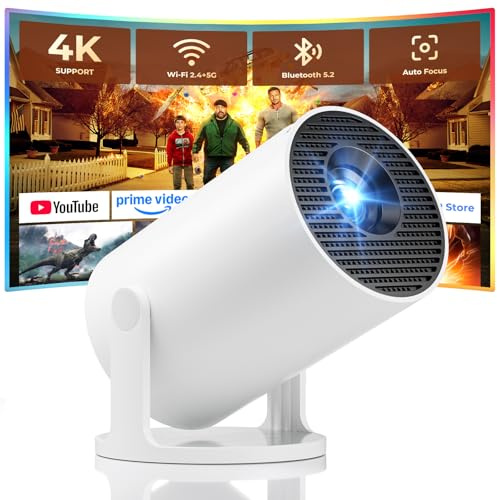 Mini Projector, Portable Projector with Wifi and Bluetooth, Built in Apps, Support 4K 1080P, 180° Rotation, Auto Keystone, Movie Projector Compatible With HDMI/USB/TV Stick/Smartphone/Laptop