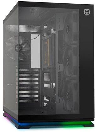 NOX Xtreme Products Hummer Galaxy - PC-Gehäuse, Frameless Tempered Glass, 4X 120mm PWM Lüfter, Platz für 10 Lüfter, USB-C und USB 3.0, ARGB Hub Controller, ATX/M-ATX/ITX, Schwarz