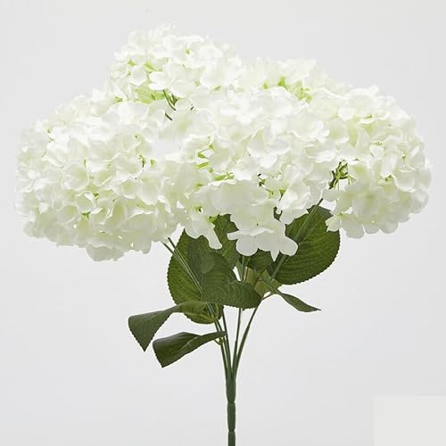 EDG Enzo De Gasperi Ortensia Bouquet x6 con Foglie H 50 Cm Pianta Artificiale Colore Bianco