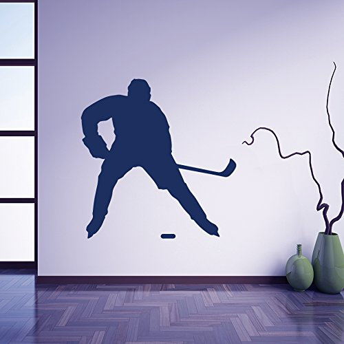Vinyl Wandtattoo Wettbewerb Hockey Eishockeyspieler Spieler Eislaufen Winter Sport Ball Ballspiel Wandaufkleber Wandsticker Wanddekoration Dekoration für Kinderzimmer, Schlafzimmer, Studio M154