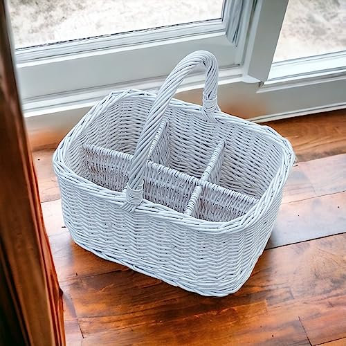 Panier à bouteilles en osier blanc laqué pour 6 bouteilles