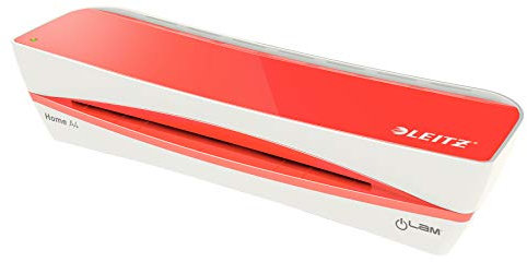 Leitz A4 Laminiergerät, Für 80 bis 100 mic Laminierfolien, Ideal für zu Hause im Wohnzimmer oder eigenen Büro, Home Office, Hellrot, iLAM Home A4, 73660024