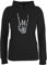 Pullover Damen Hoodie Frauen - Heavy Musik Hard Rock - Metal Horns Skelett Hand - L - Schwarz - Rocker Outfit Metalhead rockig Oberteil mit hände Fans skeletthand Hoody Festival skellethand Pulli