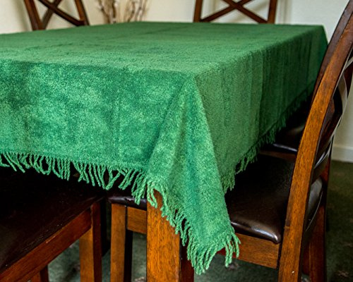Snugglemore 100% Pure Cotton Chenille Table Covers Tablecloth Non Iron (132cm x 230cm, Green)