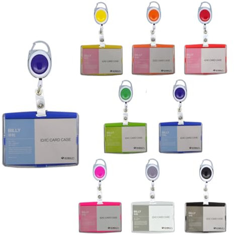 Schmalz® 10 STÜCK Ausweishülle BILLY aus Hartplastik Ausweis Jojo ausziehbar Kartenhalter Namensschild Ausweishalter (bunt gemischt)