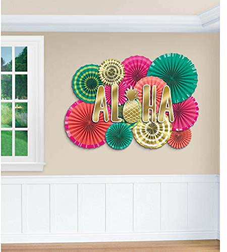 Amscan Aloha Fan Decoration Kit-22pcs, Paper, Multicolor, 360g