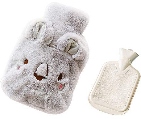 Drizzle Wärmflasche Mit Super Weichem Luxuriösem Plüsch-Bezug Tier-Serie 100% Naturkautschuk (Koala Gray)