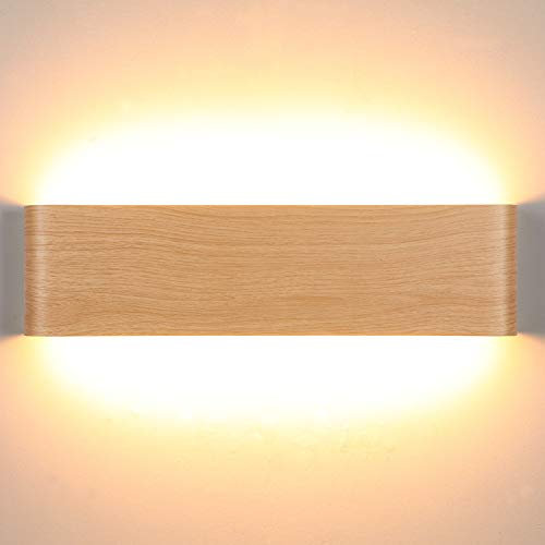 Lightess 16W LED Wandleuchte Innen Wandlampe Modern Treppenhaus Beleuchtung Wand Flrulampe Wandbeleuchtung Warmweiss Up Down Licht Holzfarbe Rustikal Vintage 32cm