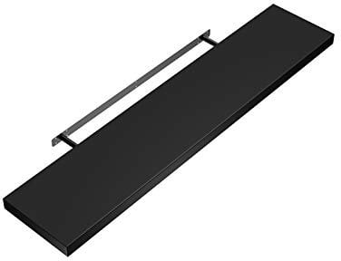 Casaria® Wandregal Holz Schwarz Hängeregal mit Halterung 15kg Tragkraft Küche Wohnzimmer Flur Schweberegal Bücherregal Regalbrett Schwebend Matt 50cm