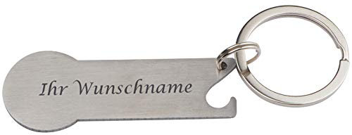 Schlüsselanhänger mit Gravur / mit Einkaufschip,Flaschenöffner und Schlüsselring