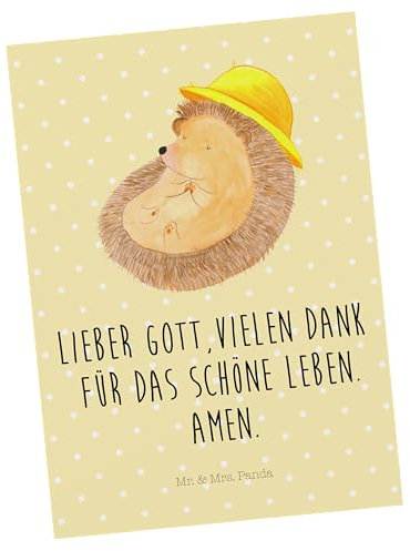 Mr. & Mrs. Panda Postkarte Igel Beten - Geschenk, genießen, Geschenkkarte, lustige Sprüche, Einladungskarte, Tiermotive, Einladung, Grußkarte, Tiere,