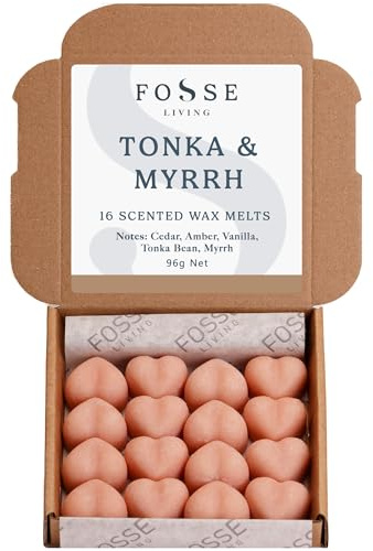Fosse Living Tonka & Myrrh Soy Wax Melts 16 Pack | Rich, Warm & Luxurious | Natural, Vegan & Plastic Free | Up to 96 Hrs Scent | Pet Safe | Handmade in UK