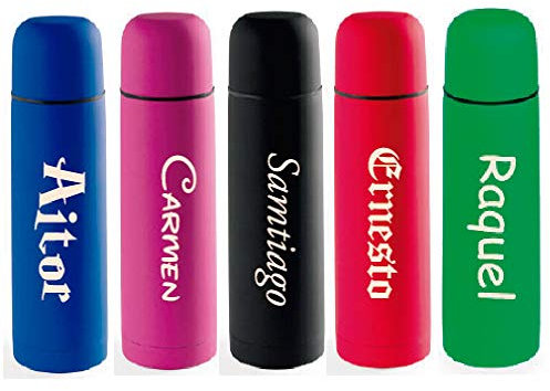 regalo grabado Termo Personalizado con Texto y opción de Grabar Cara B (Rojo)