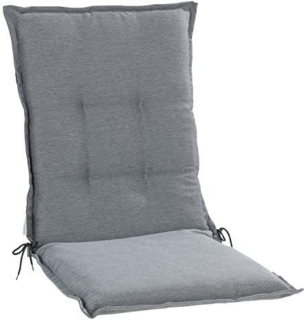 Gartenstuhlauflagen Mittellehner - 110 x 50 cm - Hellgrau - Polyester - Sesselauflage Sitzpolster Stuhlauflage