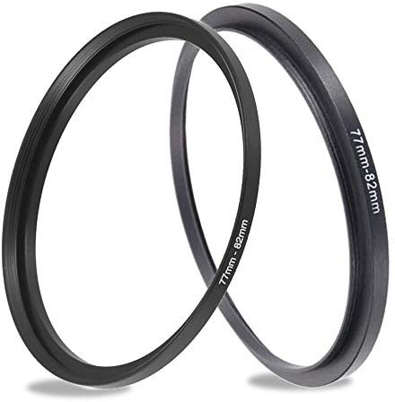 Anello Step Up da 77 mm a 82 mm (filtro da 77 mm a 82 mm, cappuccio, convertitore obiettivo e altri accessori) (2 confezioni), anello adattatore per filtro per obiettivo aerometale Fire Rock 77-82