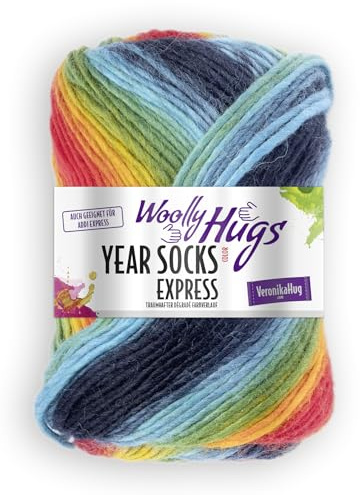 Pro Lana Woolly Hugs YEAR SOCKS EXPRESS Rainbow 100g Knäuel ideal für Strickmaschinen