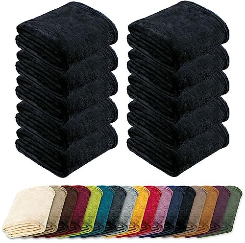 REDBEST Microfaserdecke Amarillo 10er-Pack, Fleece-Wohndecke, Sofadecke schwarz Größe 150x200 cm - kuscheliger Teddyfleece, pflegeleicht, waschbar