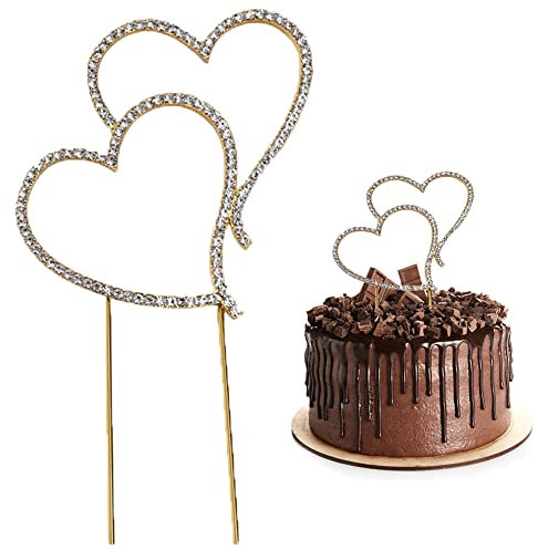 Tortendeko Hochzeit,Kuchen Topper Love Kuchendeckel Tortendeko Herz, Tortendekoration, Legierung Galvanisierung Strass Tortenaufleger-Gold