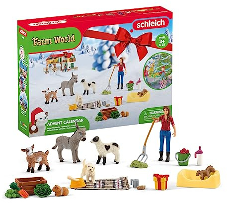 Schleich Farm World - 24Pc Advent Calendar 2023 Fw - Kids Ages 3+ | 98983 | Farm Animal Figurine, Realistic Animal Toys, Barn Toy for Kids 3+, Screen-Free Imaginative Pretend Play, Montessori Toy