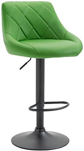 Tabouret De Bar Réglable en Hauteur Lazio Similicuir I Chaise Hauteur De Bar Confortable avec Dossier Et Repose-Pied I Réglable Pivotant, Couleur:Vert, Couleur du Cadre:Noir