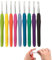 9 Stück Häkelnadeln Nadelset Aluminium mit bunten Gummigriff Stricknadeln, Häkelhaken Set Bunte Ergonomische Soft Gummi Comfort Grip Häkeln Stricken Nadeln Kit Haushalt Werkzeug