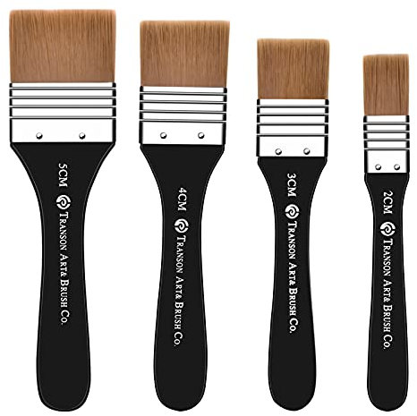 Paint Brushes for Acrylic Oil 4 pcs Large Flat Artist Brushes, Premium Nylon Hair Watercolor Brushes for Beginners Artists Paintings Watercolor, 2/3/4/5 cm