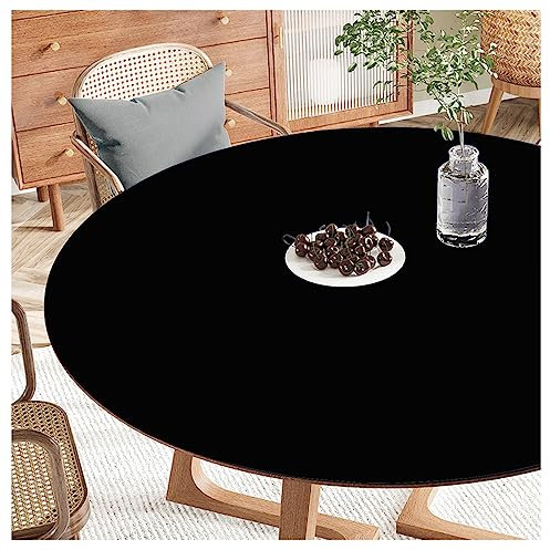 FANIVIN PU Tischdecke Tischmatte Tischfolie Schreibtisch Rund Haushalt Küche Bürobedarf Tischschutz Matte Einseitig Wasserdicht Multifunctional Schwarz 60cm