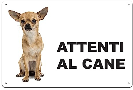 Phonecasing Cartello Segnale Attenti al Cane in Alluminio 3 mm Composito (30 cm x 20 cm, Chihuahua)
